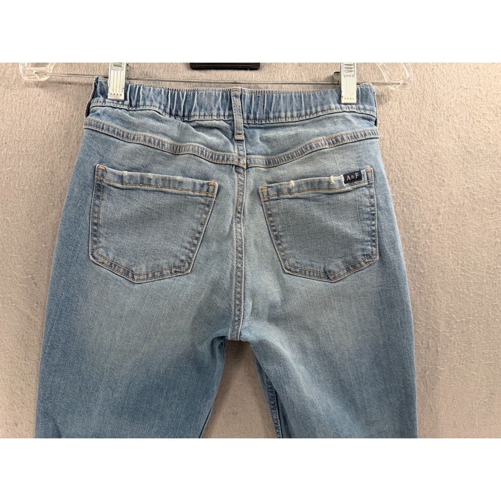 Abercrombie Kids High Rise Straight Jeans Girls 9/10 Light Wash Denim Pull On - Picture 8 of 16